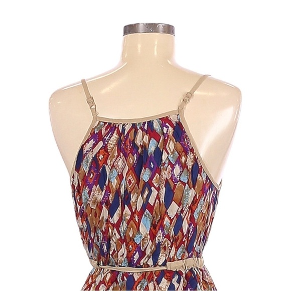 ๐บ Ya Los Angeles Boho Red Geometric Print Lightweight Mini Dress Size L - Picture 4 of 8